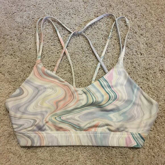 PowerPress Strappu Marble Pastel Cats Cradle Marbleized Sports Bra - Picture 10 of 13